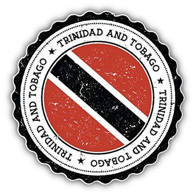 KW Vinyl Magnet Trinidad and Tobago Flag Grunge Rubber Stamp Truck Car Magnet Bumper Sticker Magnetic 5" Decal