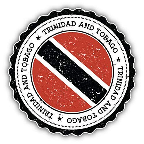 KW Vinyl Magnet Trinidad and Tobago Flag Grunge Rubber Stamp Truck Car Magnet Bumper Sticker Magnetic 5" Decal