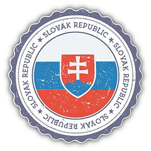 KW Vinyl Magnet Slovakia Flag Grunge Rubber Stamp Truck Car Magnet Bumper Sticker Magnetic 5"