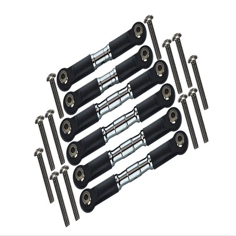 GPM for Arrma Granite 4x4 / Big Rock Crew Cab 4x4 Upgrade Parts Stainless Steel Adjustable Tie Rods - 6Pc Set Gray Silver