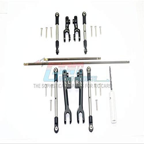 GPM For Traxxas Unlimited Desert Racer 4X4 (#85076-4) Upgrade Parts Spring Steel Front + Rear Sway Bar & Aluminum Sway Bar Arm & Stainless Steel Linkage - 23Pc Set Black