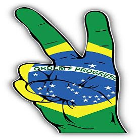 KW Vinyl Magnet Brazil World Flag Hand Peace Sign Truck Car Magnet Bumper Sticker Magnetic 5"