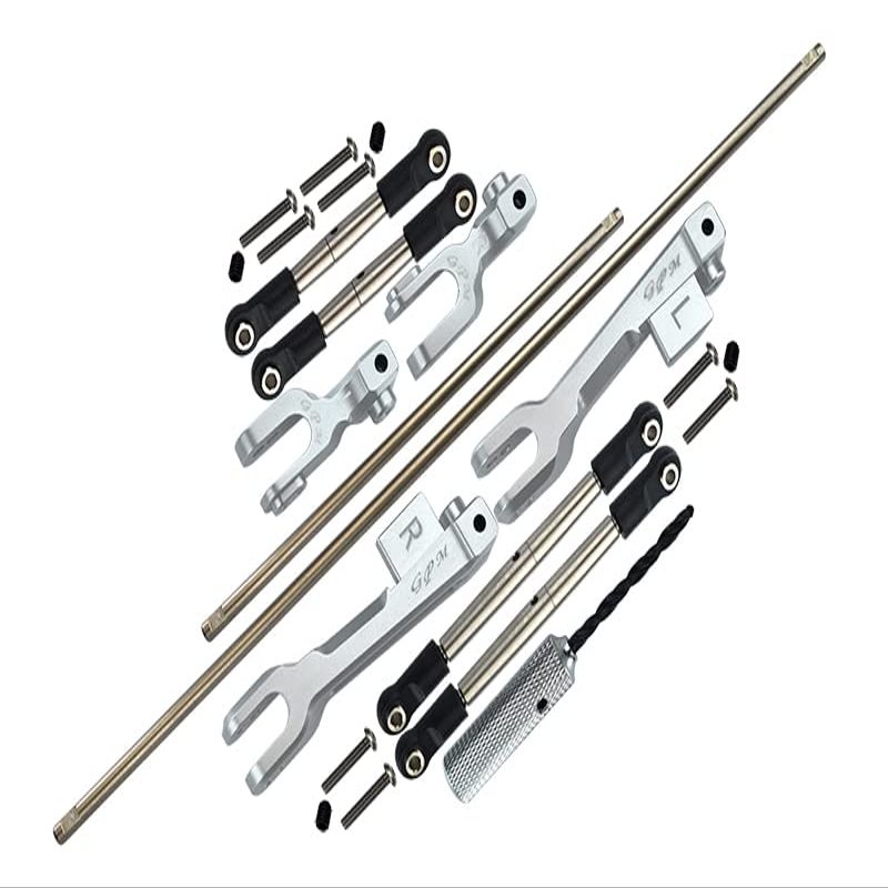 GPM For Traxxas Unlimited Desert Racer 4X4 (#85076-4) Upgrade Parts Spring Steel Front + Rear Sway Bar & Aluminum Sway Bar Arm & Stainless Steel Linkage - 23Pc Set Silver