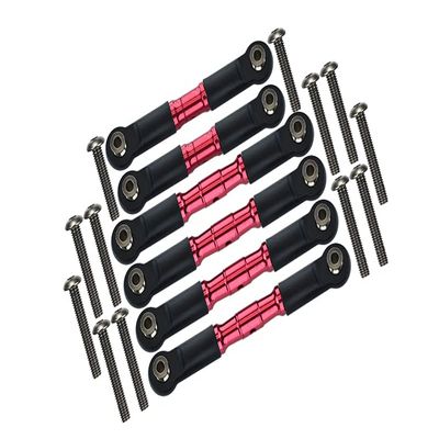 GPM Granite 4x4 / Big Rock Crew Cab 4x4 Upgrade Parts Stainless Steel Adjustable Tie Rods - 6Pc Set Red