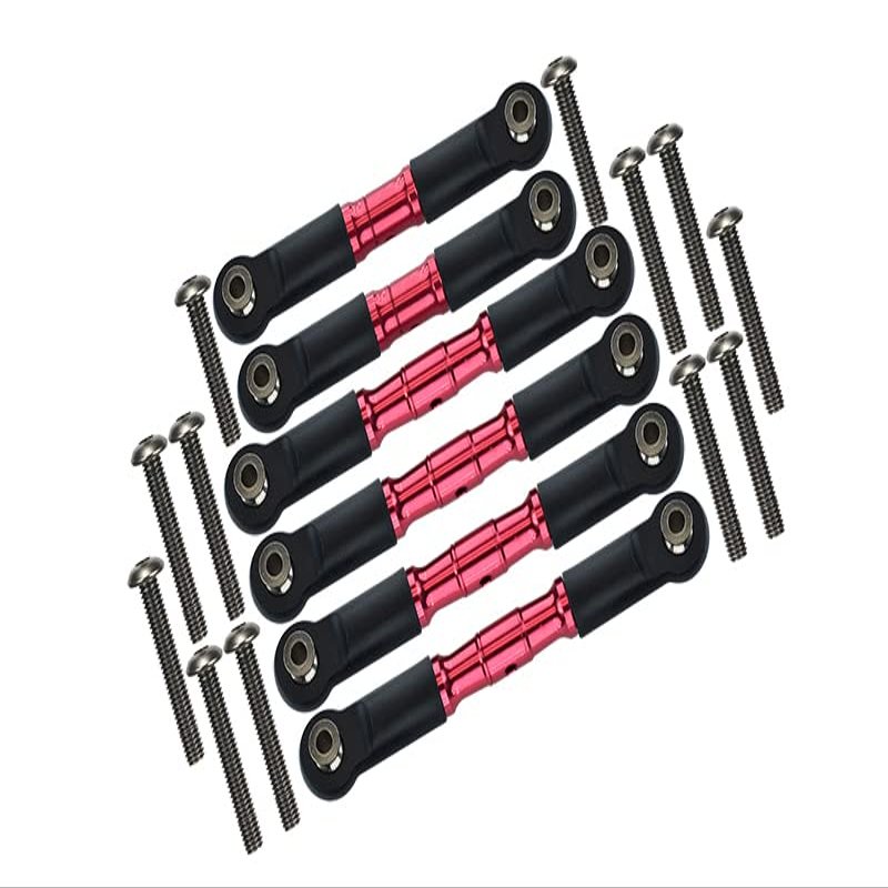 GPM Granite 4x4 / Big Rock Crew Cab 4x4 Upgrade Parts Stainless Steel Adjustable Tie Rods - 6Pc Set Red