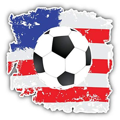 KW Vinyl Magnet Grunge USA Flag Soccer Ball Truck Car Magnet Bumper Sticker Magnetic 5"