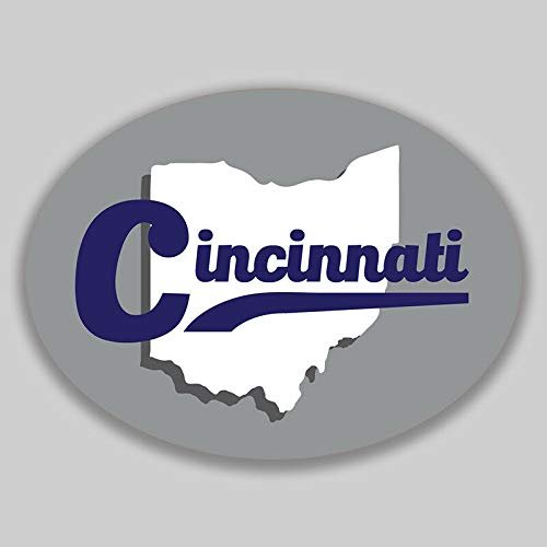 JB Print Magnet Cincinnati Ohio Oval Vinyl Grey City Town College University Vinyl Decal Sticker Car Waterproof Car Decal Magnetic Bumper Sticker 5"