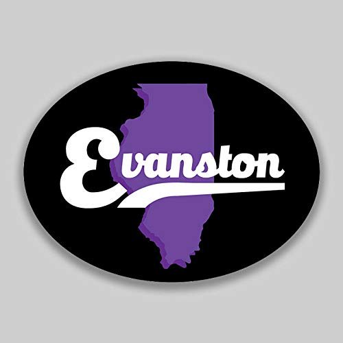 JB Print Magnet Evanston Illinois Oval Vinyl Town City College University Vinyl Decal Sticker Car Waterproof Car Decal Magnetic Bumper Sticker 5"