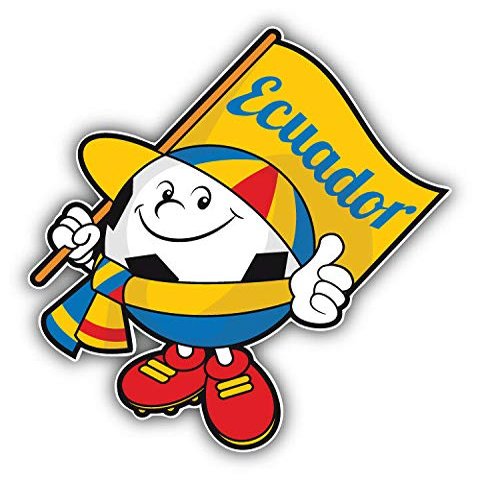 KW Vinyl Magnet Cartoon Ecuador Flag Soccer Ball Mascot Truck Car Magnet Bumper Sticker Magnetic 5"