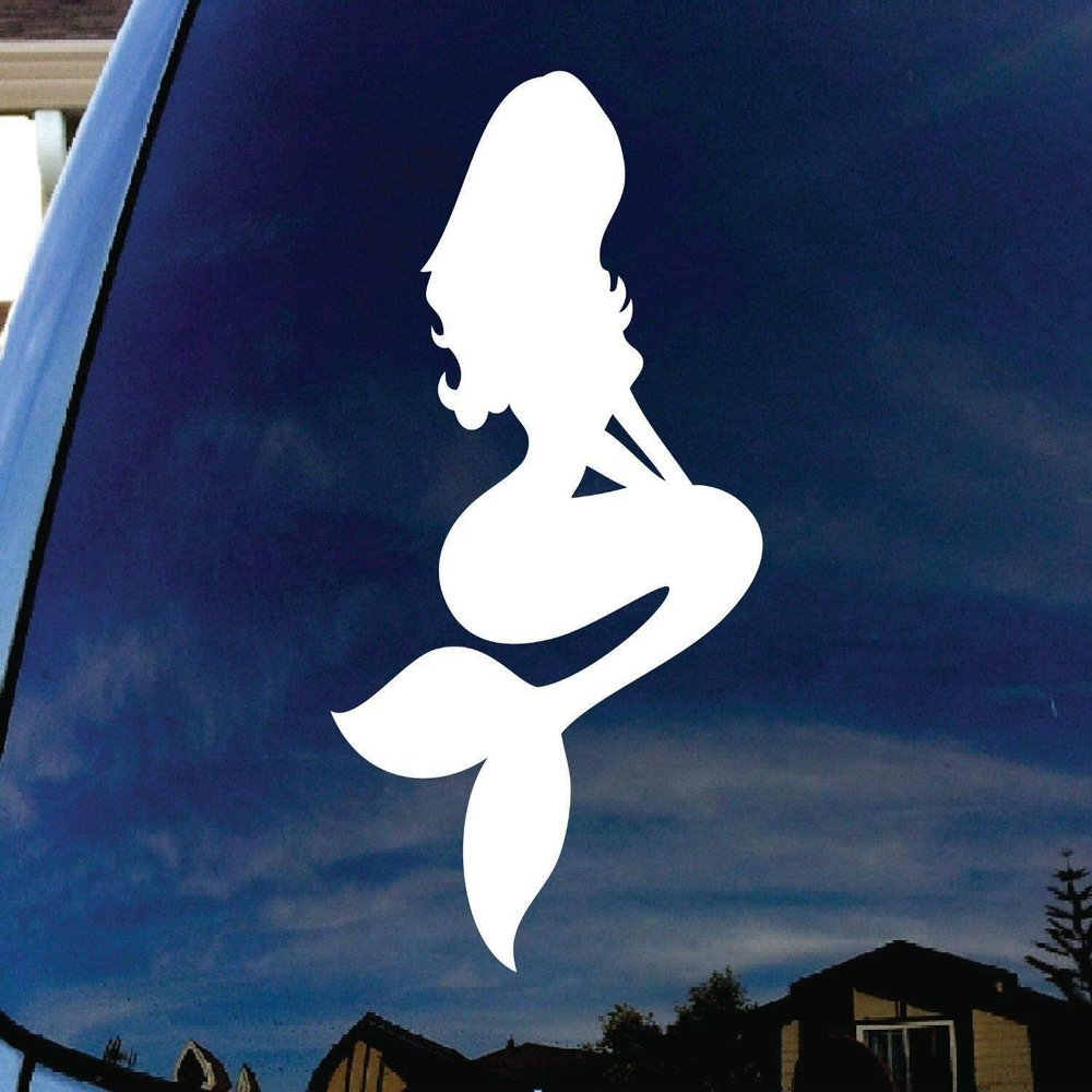 JB Print Magnet Mermaid White Vinyl Decal Sticker Car Waterproof Car Decal Magnetic Bumper Sticker 5"