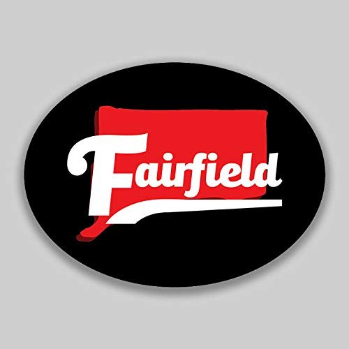 JB Print Magnet Fairfield Connecticut Red Black Oval Vinyl City College University Vinyl Decal Sticker Car Waterproof Car Decal Magnetic Bumper Sticker 5"