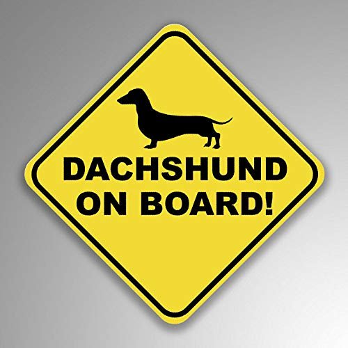 JB Print Magnet Dachshund On Board Dog Mom Dad Animal Lover Vinyl Decal Sticker Car Waterproof Car Decal Magnetic Bumper Sticker 5"