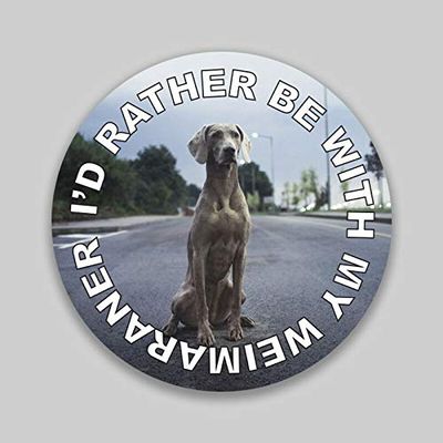 JB Print Magnet I'd Rather Be with My Weimaraner Dog Mom Dad Animal Lover Vinyl Decal Sticker Car Waterproof Car Decal Magnetic Bumper Sticker 5"