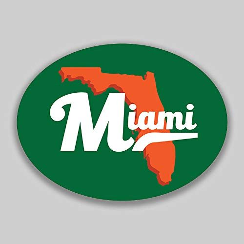 JB Print Magnet Miami Florida Green Orange Oval Vinyl City Town College University Vinyl Decal Sticker Car Waterproof Car Decal Magnetic Bumper Sticker 5"