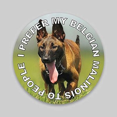 JB Print Magnet I Prefer My Belgian Malinois to People Dog Mom Dad Animal Lover Vinyl Decal Sticker Car Waterproof Car Decal Magnetic Bumper Sticker 5"