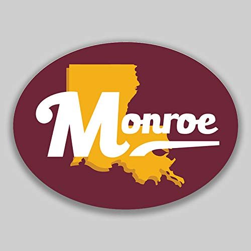 JB Print Magnet Monroe Louisiana Oval Vinyl City Town College University Vinyl Decal Sticker Car Waterproof Car Decal Magnetic Bumper Sticker 5"