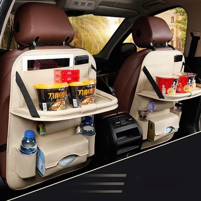 HomDSim Car Seat Back Organizer PU Leather Storage Bag Universal Auto Multi-pocket Backseat Organizer with Foldable Table Tray