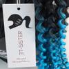 3T-SISTER Helmet Pigtails Gradient Ramp Helmet Curly Ponytail Helmet Hair with Suction Cup for Motor Bike 2PCS Ombre Black to Deep Blue (Helmet not Included) view 2