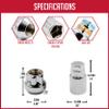 Wheel Accessories Parts 4 Locks + Key M12 x 1.75 12 x 1.75 Thread Open End 0.83" Long Locking Wheel Lug Nuts Lock Chrome Dual Hex Key 13/16" and 3/4" Hex Fits 1997 to 1999 Ford F150 Navigator view 2