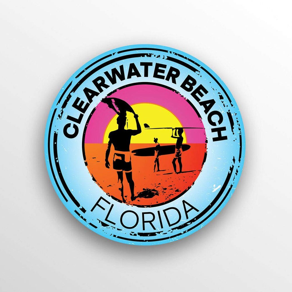 JB Print Magnet Clearwater Beach Florida Swim Boat Kayak Water Ski Vinyl Decal Sticker Car Waterproof Car Decal Magnetic Bumper Sticker 5"