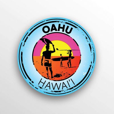 JB Print Magnet Oahu Hawai'i Swim Boat Kayak Water Ski Surf Travel Vinyl Decal Sticker Car Waterproof Car Decal Magnetic Bumper Sticker 5"