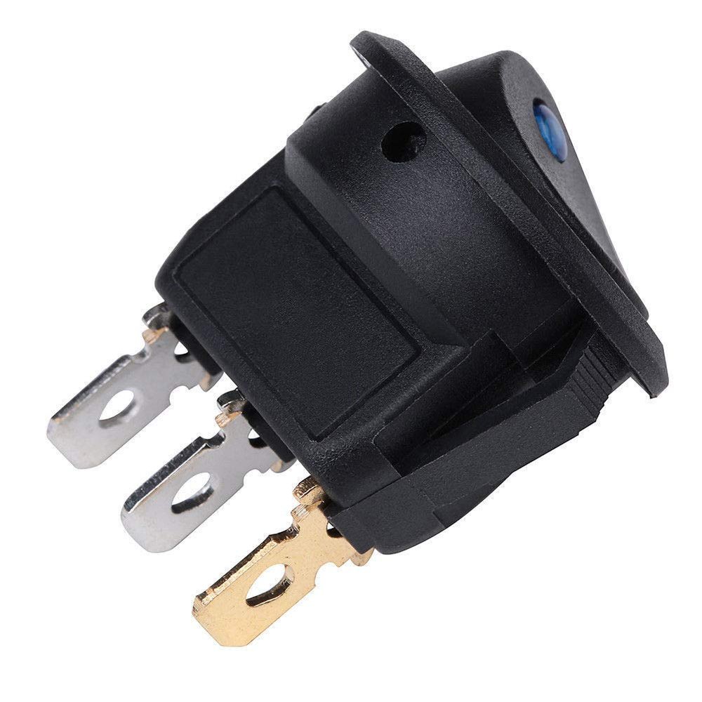 5PCS Blue Light 3 PIN LED Dot Light 12V Car Auto Boat Round Rocker ON/Off Toggle Switches