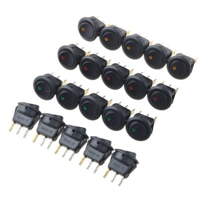 20PCS Red/Blue/Green/Yellow Light 3 PIN LED Dot Light 12V Car Auto Boat Round Rocker ON/Off Toggle Switches