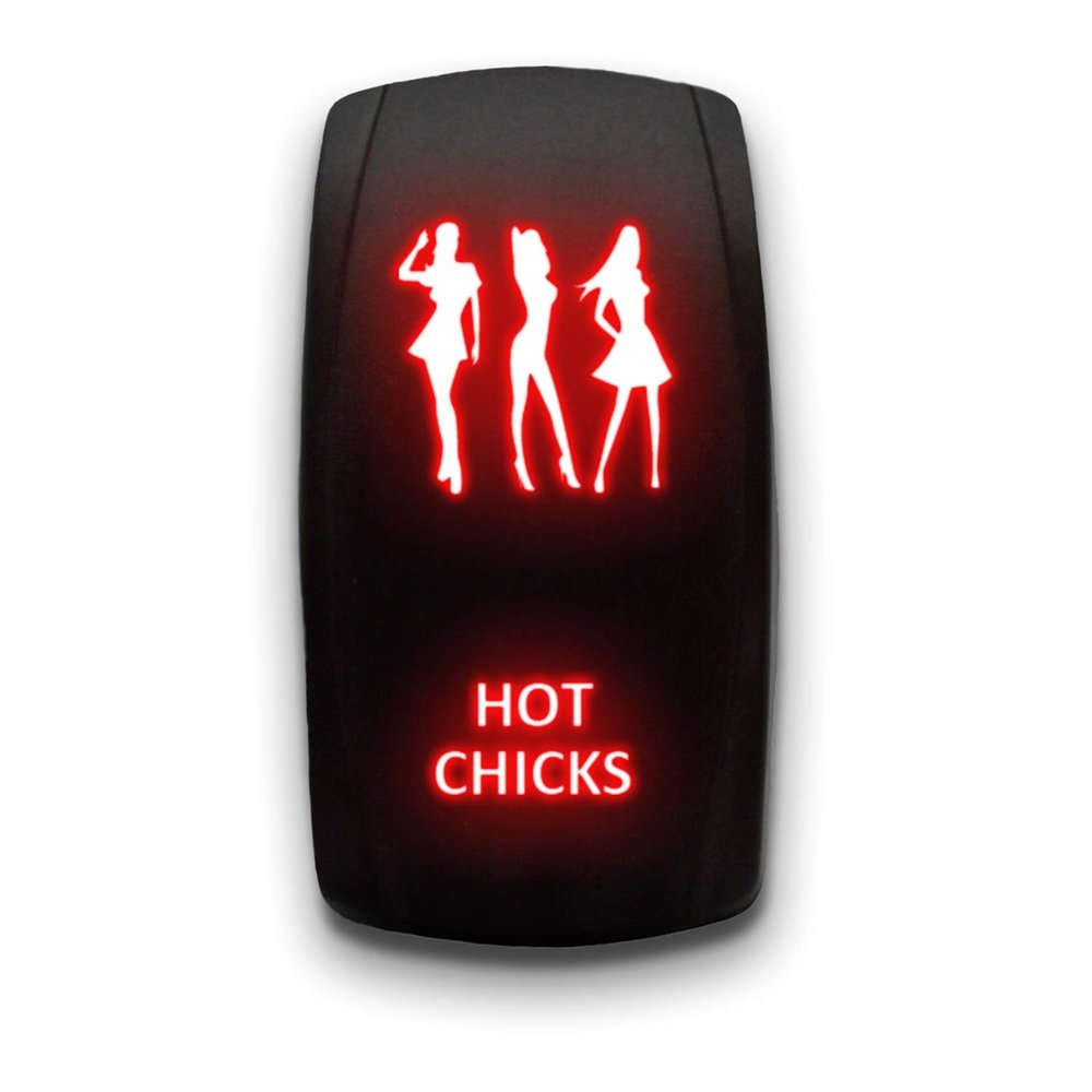 HOT Chicks - Red - STARK 5-PIN Laser Etched LED Rocker Switch Dual Light - 20A 12V ON/Off