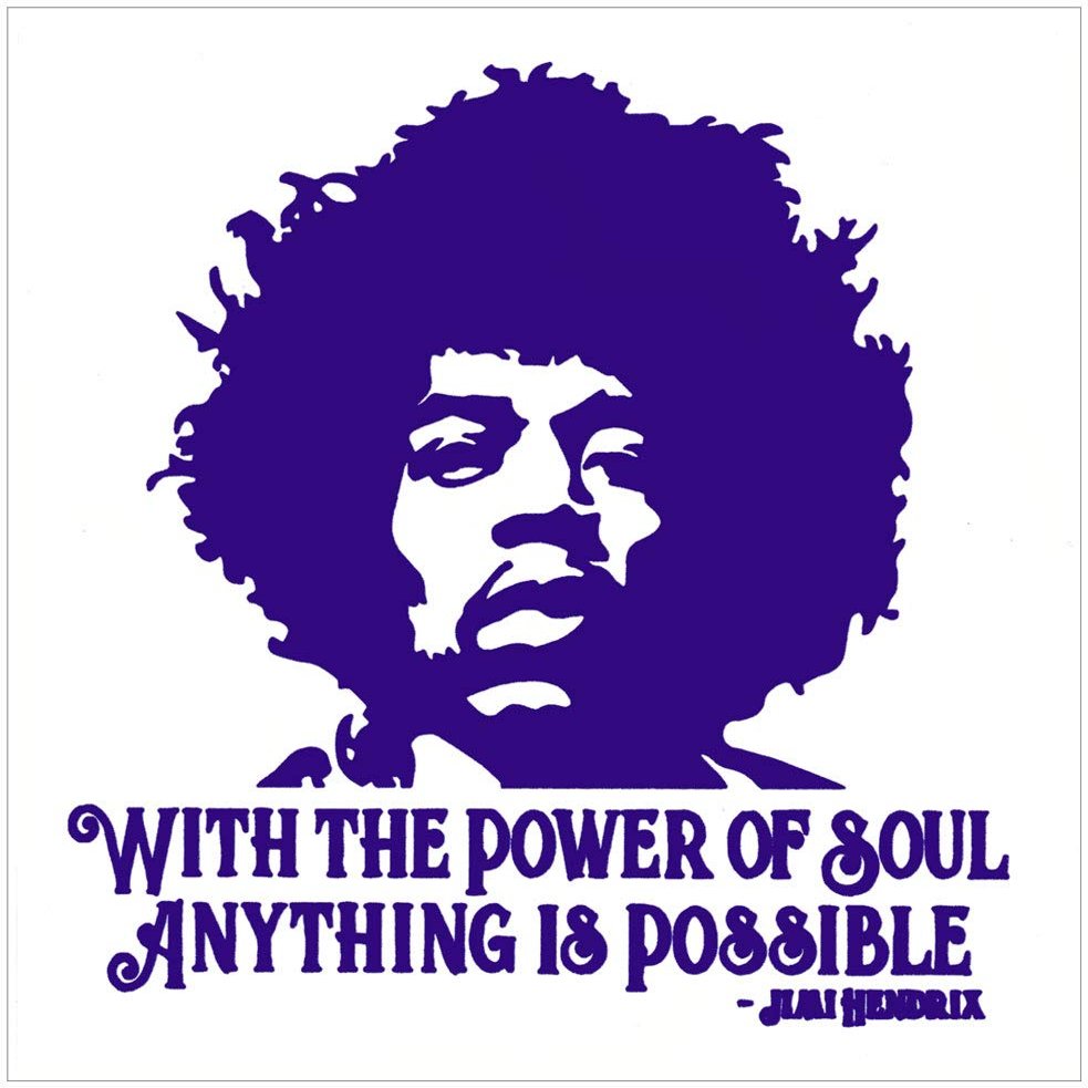 Peace Resource Project with The Power of Soul Anything is Possible - Jimi Hendrix - Small Magnetic Bumper Sticker/Decal Magnet (4" X 4.2")