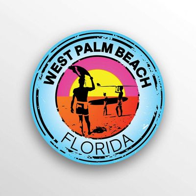 JB Print Magnet West Palm Beach Florida Swim Boat Kayak Water Ski Surf Travel Vinyl Decal Sticker Car Waterproof Car Decal Magnetic Bumper Sticker 5"