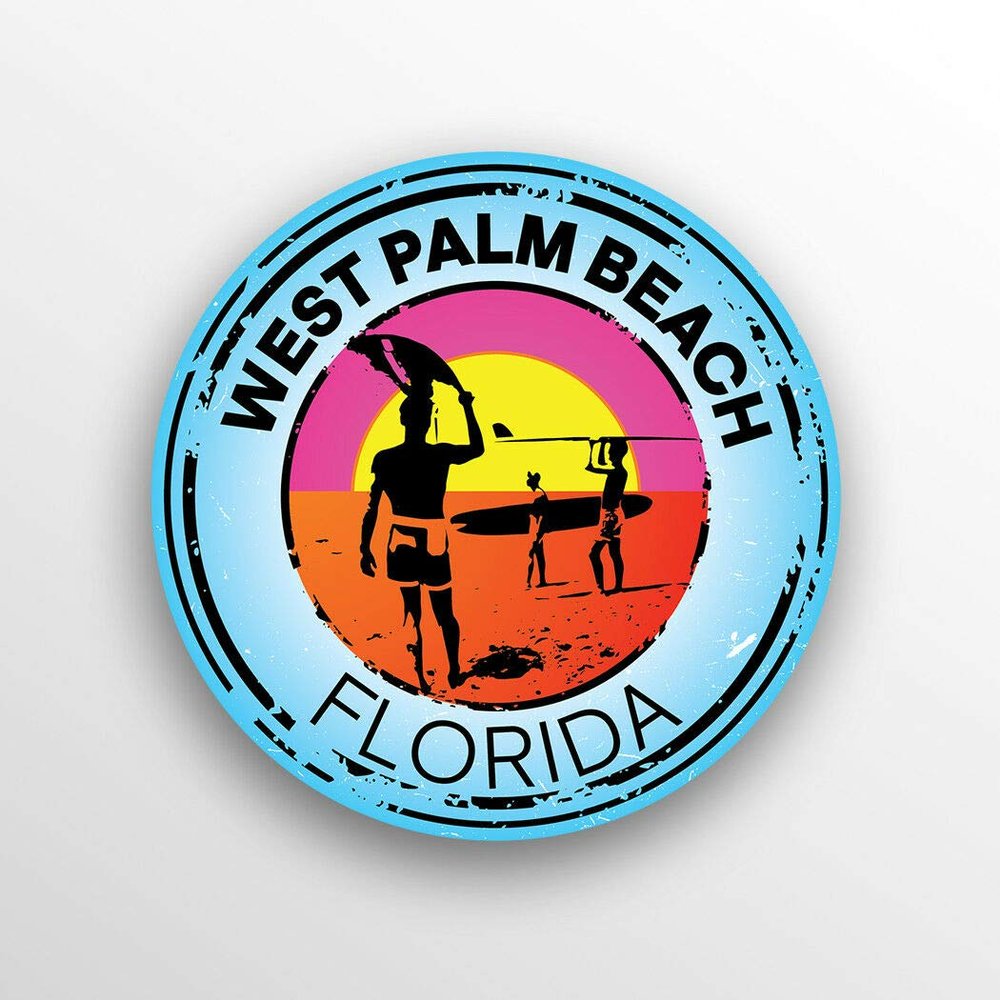 JB Print Magnet West Palm Beach Florida Swim Boat Kayak Water Ski Surf Travel Vinyl Decal Sticker Car Waterproof Car Decal Magnetic Bumper Sticker 5"