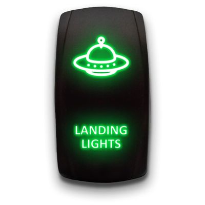 Landing Lights - Green - Laser Etched 5-Pin Double Pole Single Throw Landing Lights Maintained ON-Off DPST Toggle Switch 20A 12V