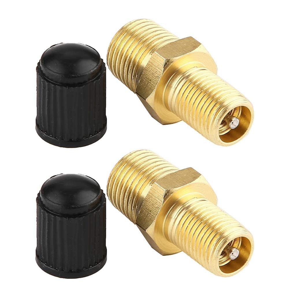KIMISS Schrader Valve, 2Pcs 1/8" NPT MPT Brass Air Compressor Tank Fill Valve Relief Valve