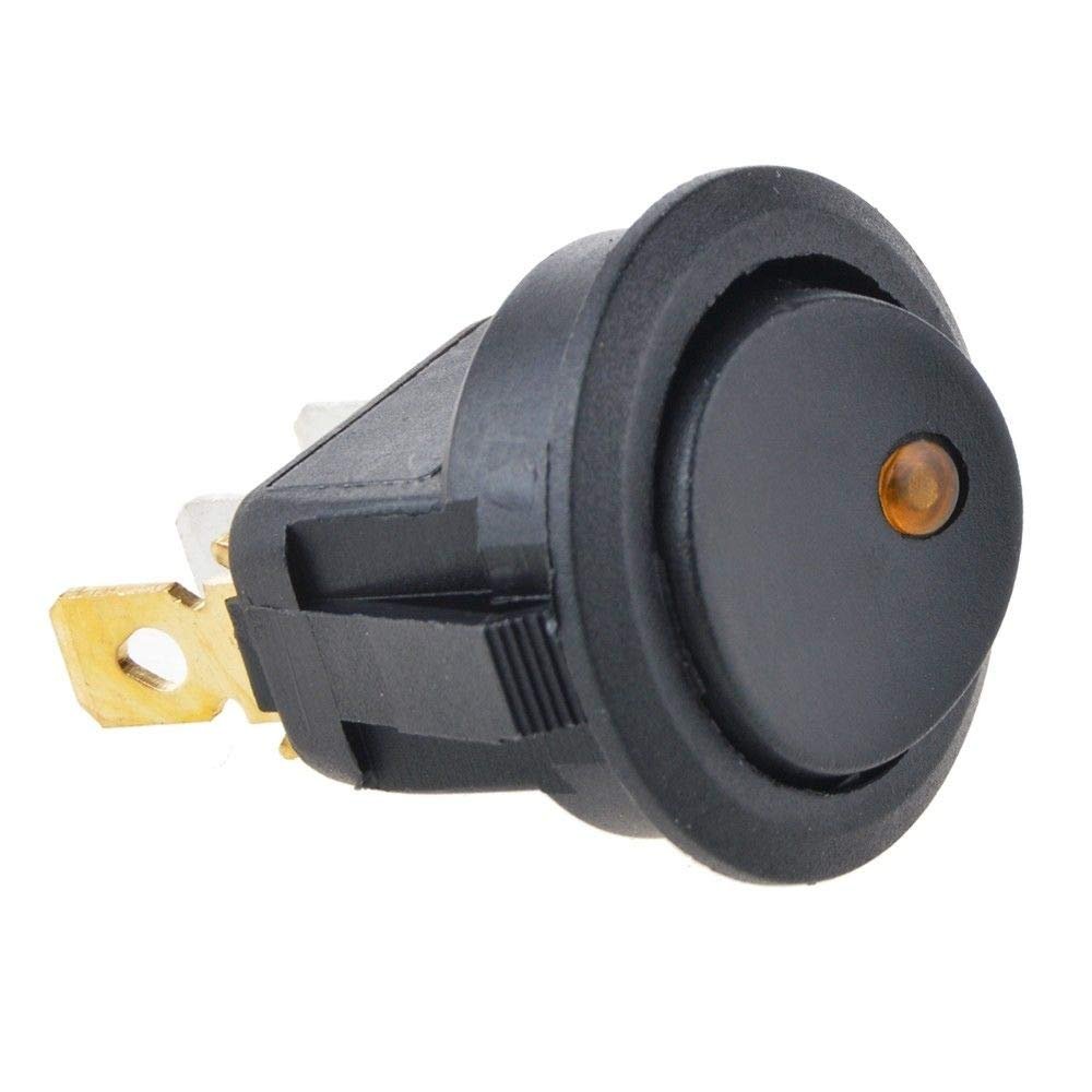 5PCS Yellow Light 3 PIN LED Dot Light 12V Car Auto Boat Round Rocker ON/Off Toggle Switches