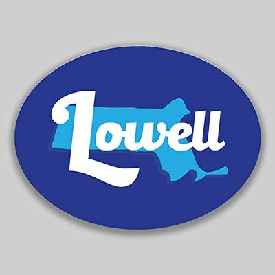 JB Print Magnet Lowell Massachusetts Oval Vinyl City Town College University Vinyl Decal Sticker Car Waterproof Car Decal Magnetic Bumper Sticker 5"