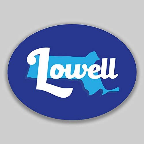 JB Print Magnet Lowell Massachusetts Oval Vinyl City Town College University Vinyl Decal Sticker Car Waterproof Car Decal Magnetic Bumper Sticker 5"