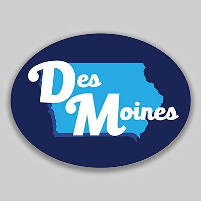 JB Print Magnet Des Moines Iowa Oval Vinyl City Town College University Vinyl Decal Sticker Car Waterproof Car Decal Magnetic Bumper Sticker 5"