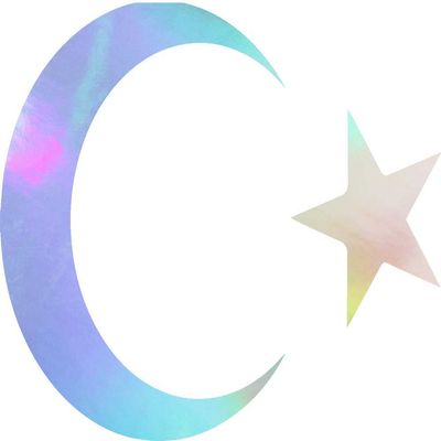 2 Pcs - No Background Decal Stickers of Islam Muslim Halfmoon Star (Hologram) Premium Waterproof Vinyl Decal Stickers for Laptop Phone Accessory Helmet Car Window Mug Tuber Cup Door USCauto026253HO