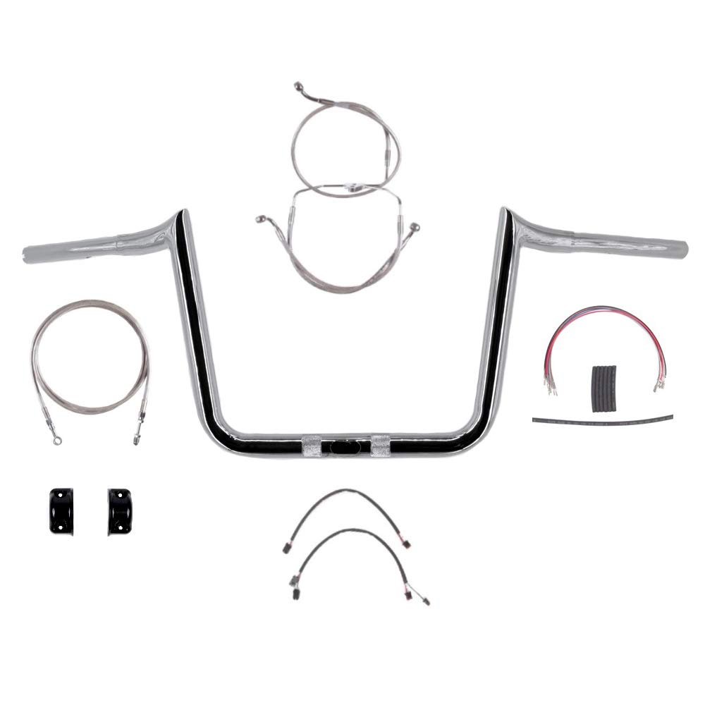Hill Country Customs 1 1/4" Chrome 13" Hefty Prime Ape Handlebar Kit for 2015-2016 Harley Road Glide models without ABS brakes - BSC-0601-4552-RG15