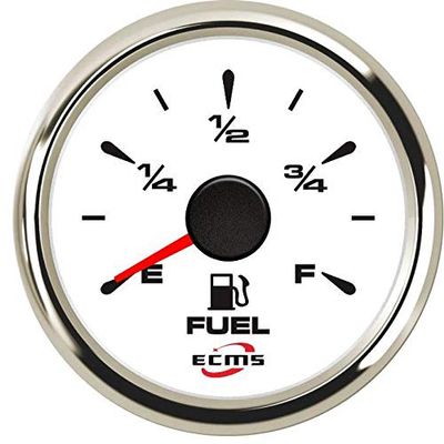 Marine Boat Yacht Automotive Fuel Level Gauge E-F 9-32V 52mm 2 Inch 316L Chrome Bezel White Dial 802-00001