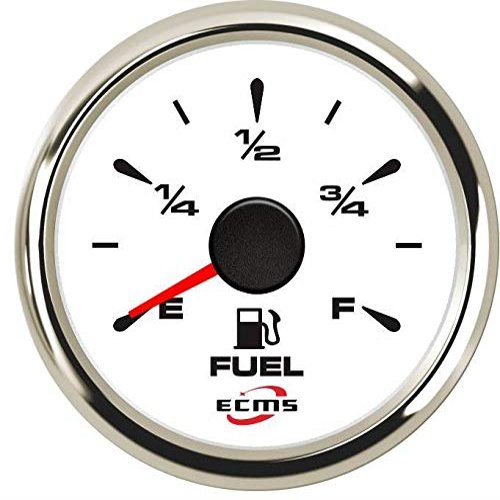 Marine Boat Yacht Automotive Fuel Level Gauge E-F 9-32V 52mm 2 Inch 316L Chrome Bezel White Dial 802-00001