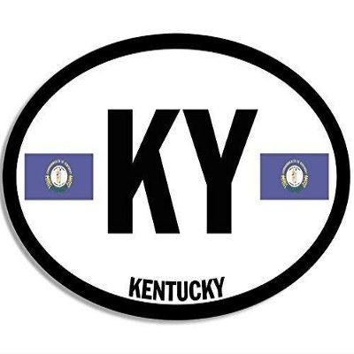 MAGNET 3x5 inch Euro Style Oval KY Kentucky Bumper Sticker (state flag) Magnetic vinyl bumper sticker sticks to any metal fridge, car, signs