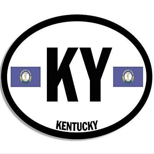 MAGNET 3x5 inch Euro Style Oval KY Kentucky Bumper Sticker (state flag) Magnetic vinyl bumper sticker sticks to any metal fridge, car, signs