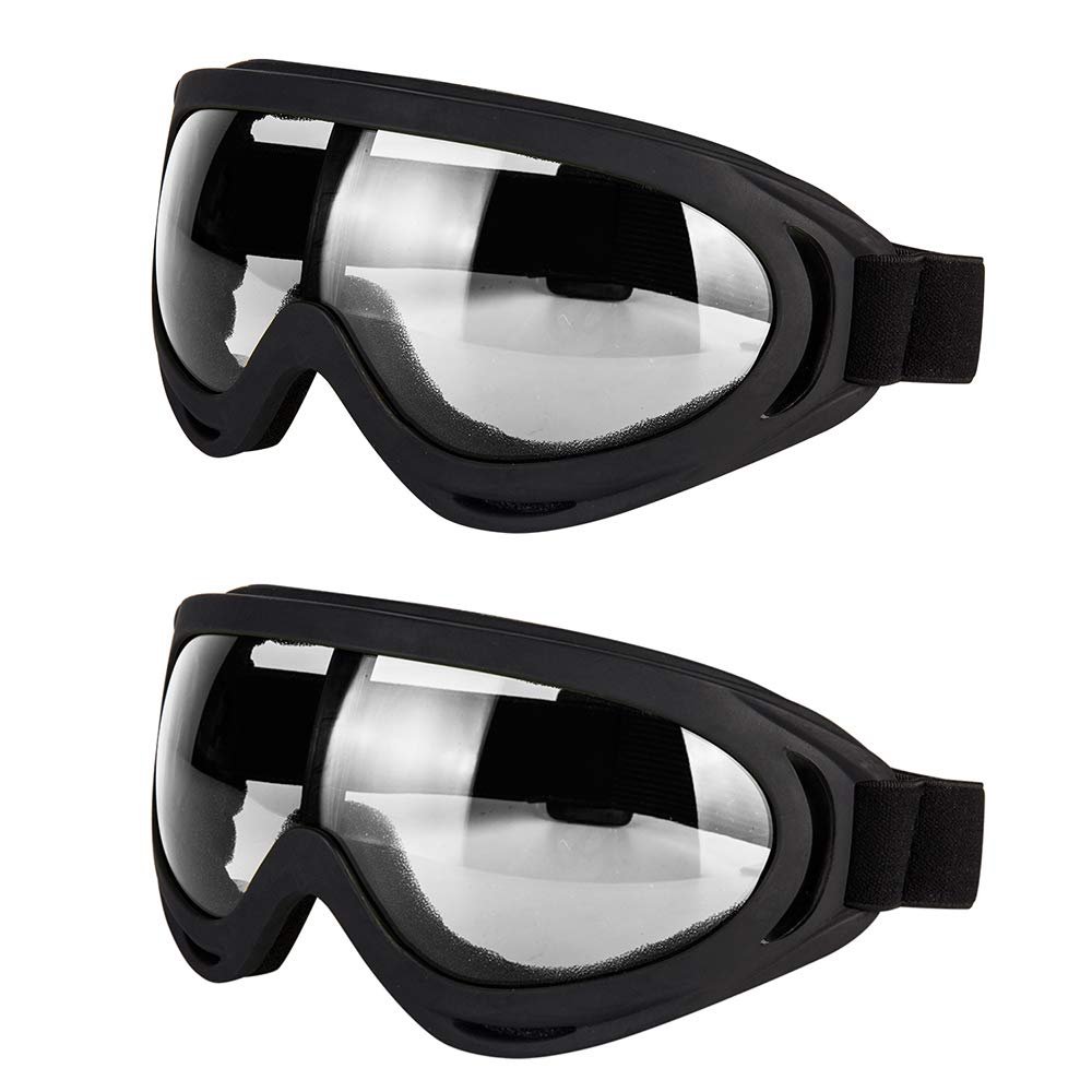 LJDJ Motorcycle Goggles - Glasses Set of 2 - Dirt Bike ATV Motocross Anti-UV Adjustable Riding Offroad Protective Combat Tactical Military Goggles for Men Women Kids Youth Adult
