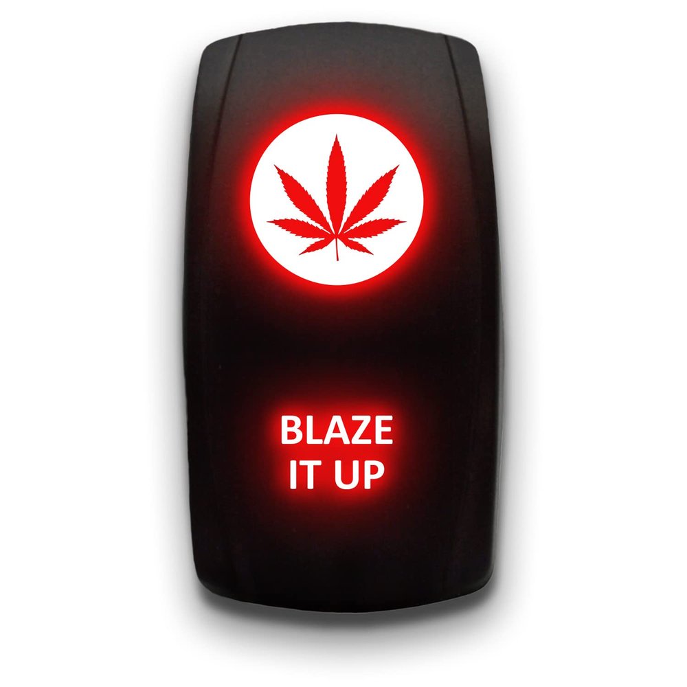 Blaze IT UP - Red - Laser Etched Toggle Switch 20A 12V - Vertical Rocker Switch 5-Pin DPST