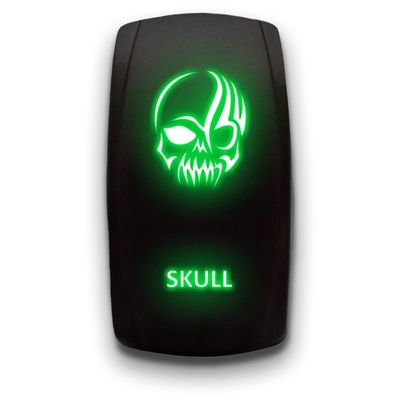 Skull (2) - Green - Laser Etched 5-Pin Double Pole Single Throw Maintained ON-Off DPST Toggle Switch 20A 12V