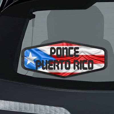 Makoroni - Ponce Puerto RICO Puerto Rican - Puerto Rico Flag Car Laptop Wall Sticker Decal - 3.5'by8'(Small) or 4.5'by10'(Large)