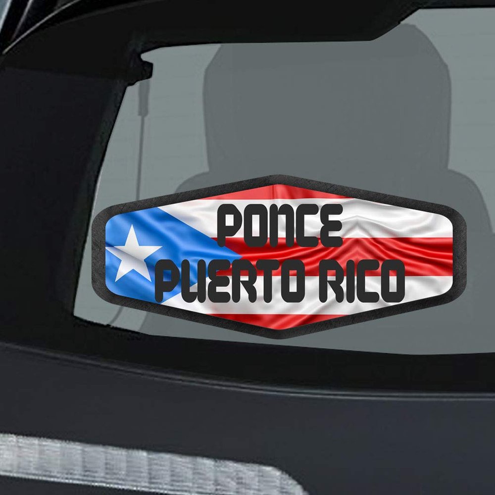 Makoroni - Ponce Puerto RICO Puerto Rican - Puerto Rico Flag Car Laptop Wall Sticker Decal - 3.5'by8'(Small) or 4.5'by10'(Large)