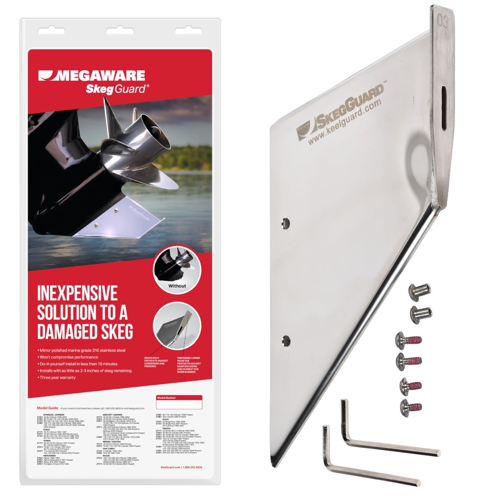 MEGAWARE KEELGUARD 27281 SKEGGUARD Fits Evinrude G2 150-175-200-225-250-300hp 2015-2020 SLX-Type Gearcase 316 Marine-Grade Stainless Steel Guard Protector with Drain Prevent Damage DIY Fix Broken Skeg