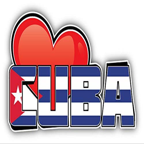 KW Vinyl Magnet Cuba Art Heart Flag Travel Slogan Truck Car Magnet Bumper Sticker Magnetic 5" Decal